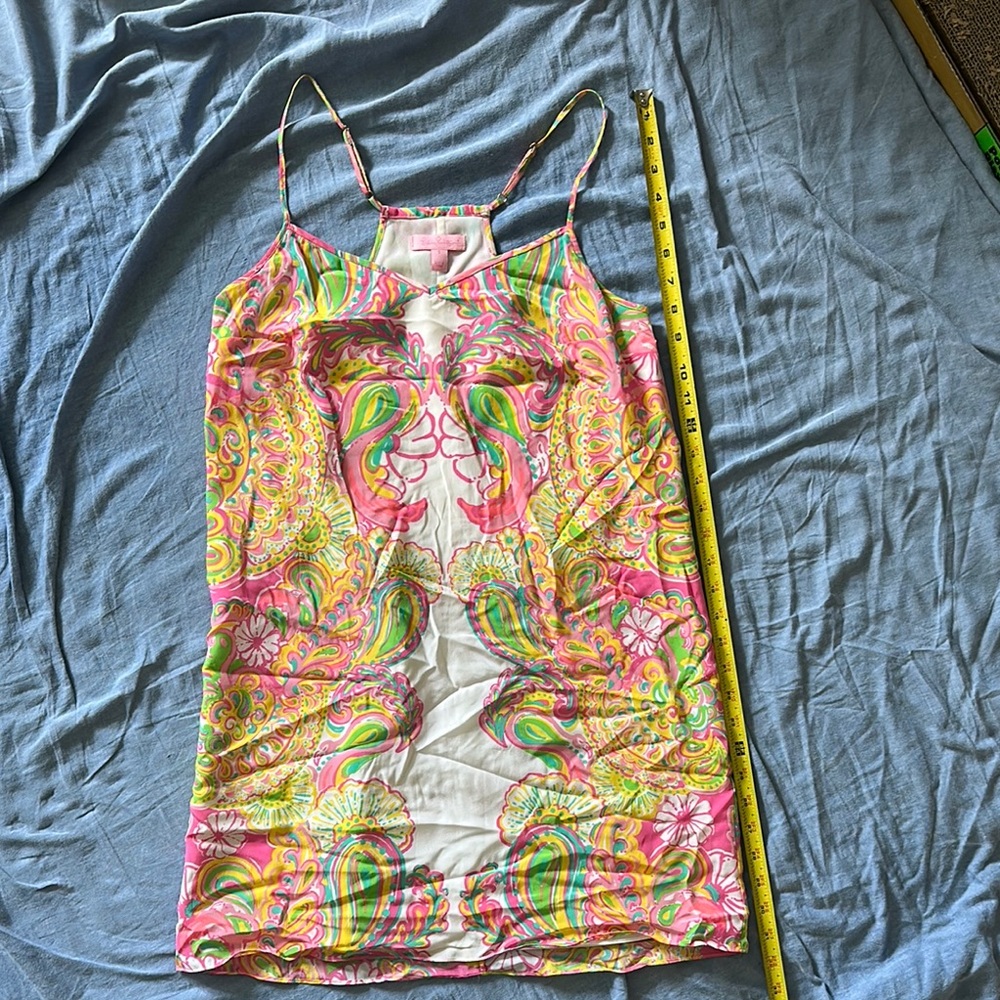 Lilly Pulitzer silk Colorful Paisley spaghetti strap Slip Dress